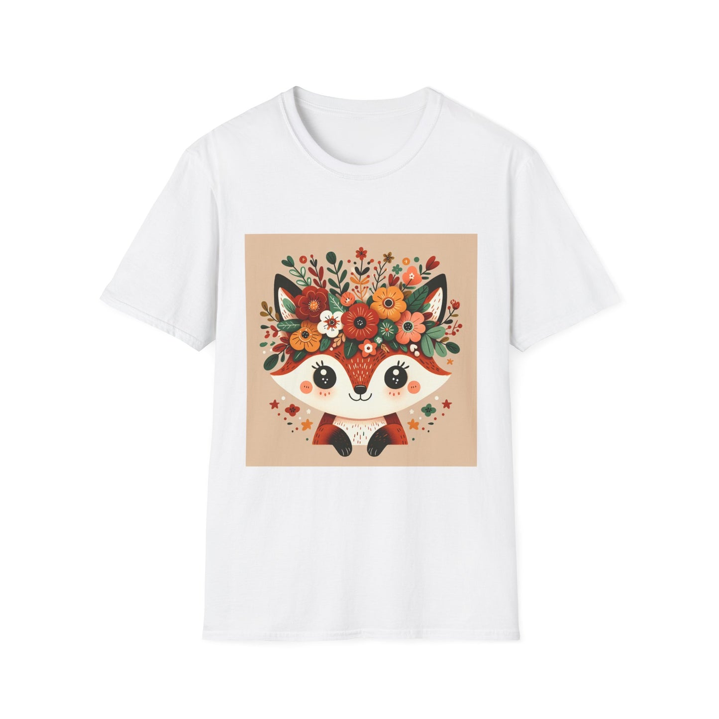 Adorable Floral Fox Oversized Tee Shirt
