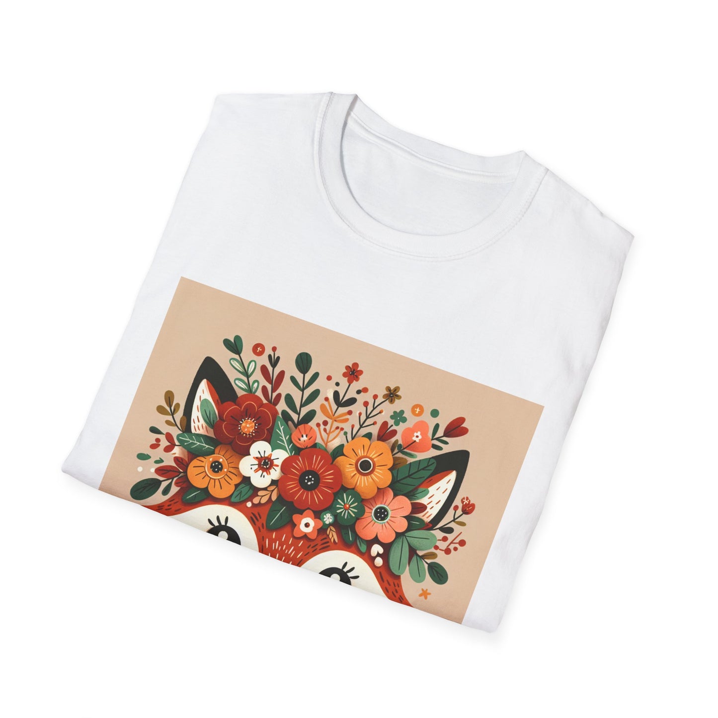 Adorable Floral Fox Oversized Tee Shirt