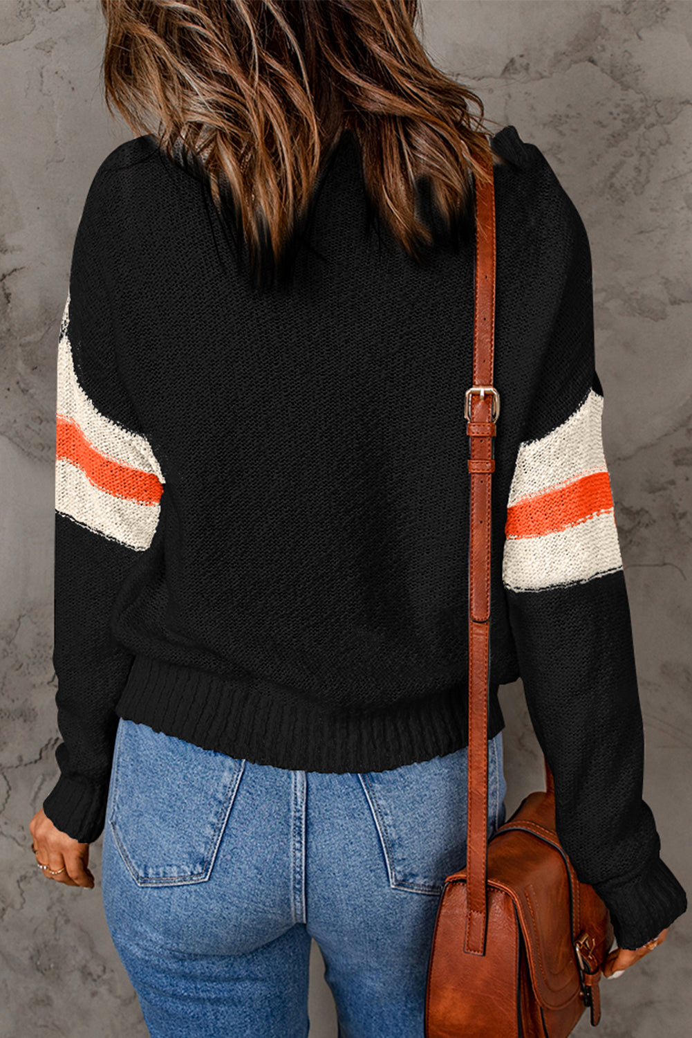 Haisley Chevron Striped Drop Shoulder Sweater-1