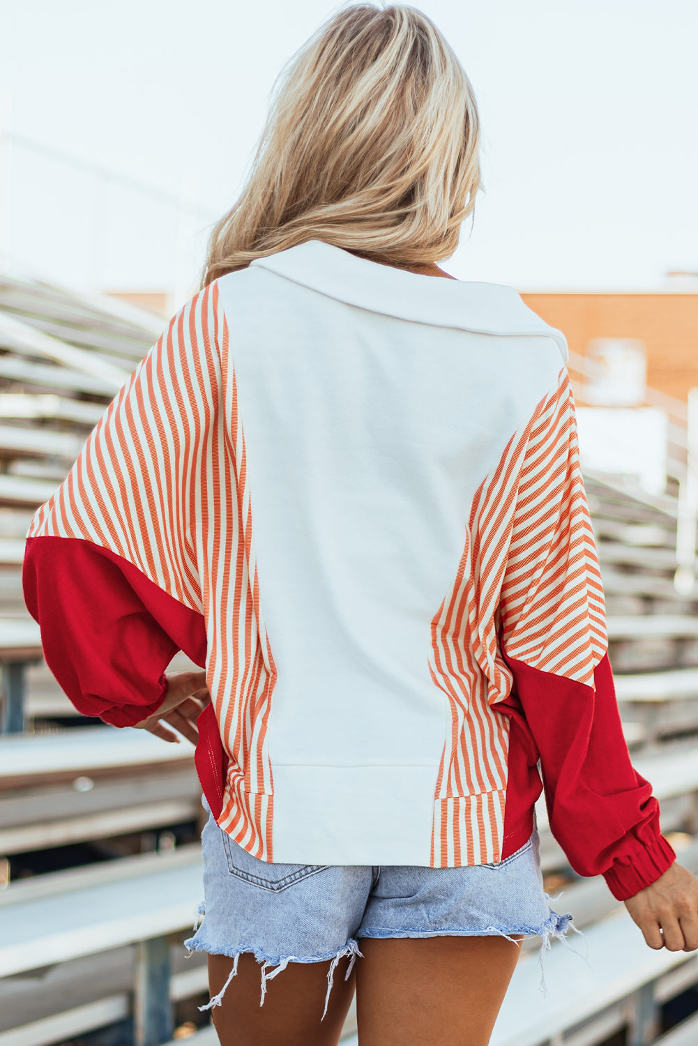 Autumn Striped Oversized Sweatshirt-1