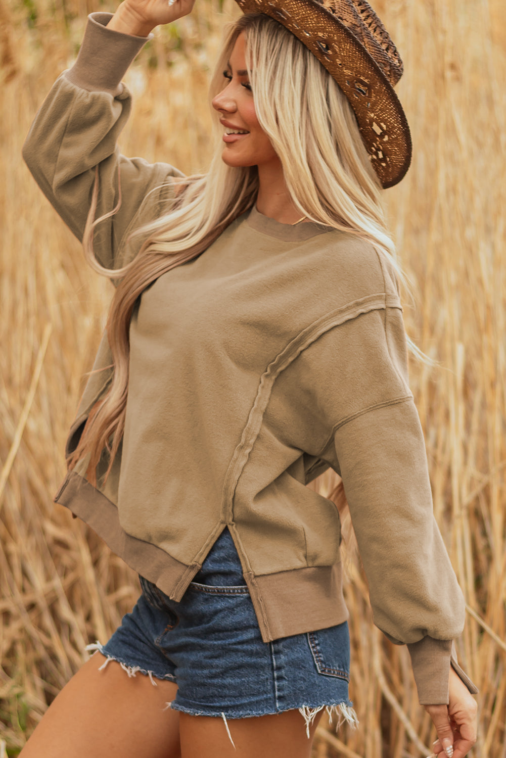 TatumFuzzy Sherpa Splicing Pullover Sweatshirt-2