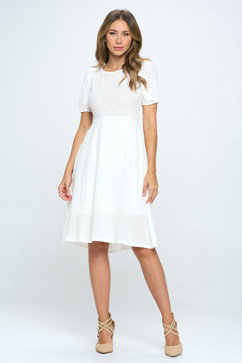Cotton Embroidered Dress with Open Back-2