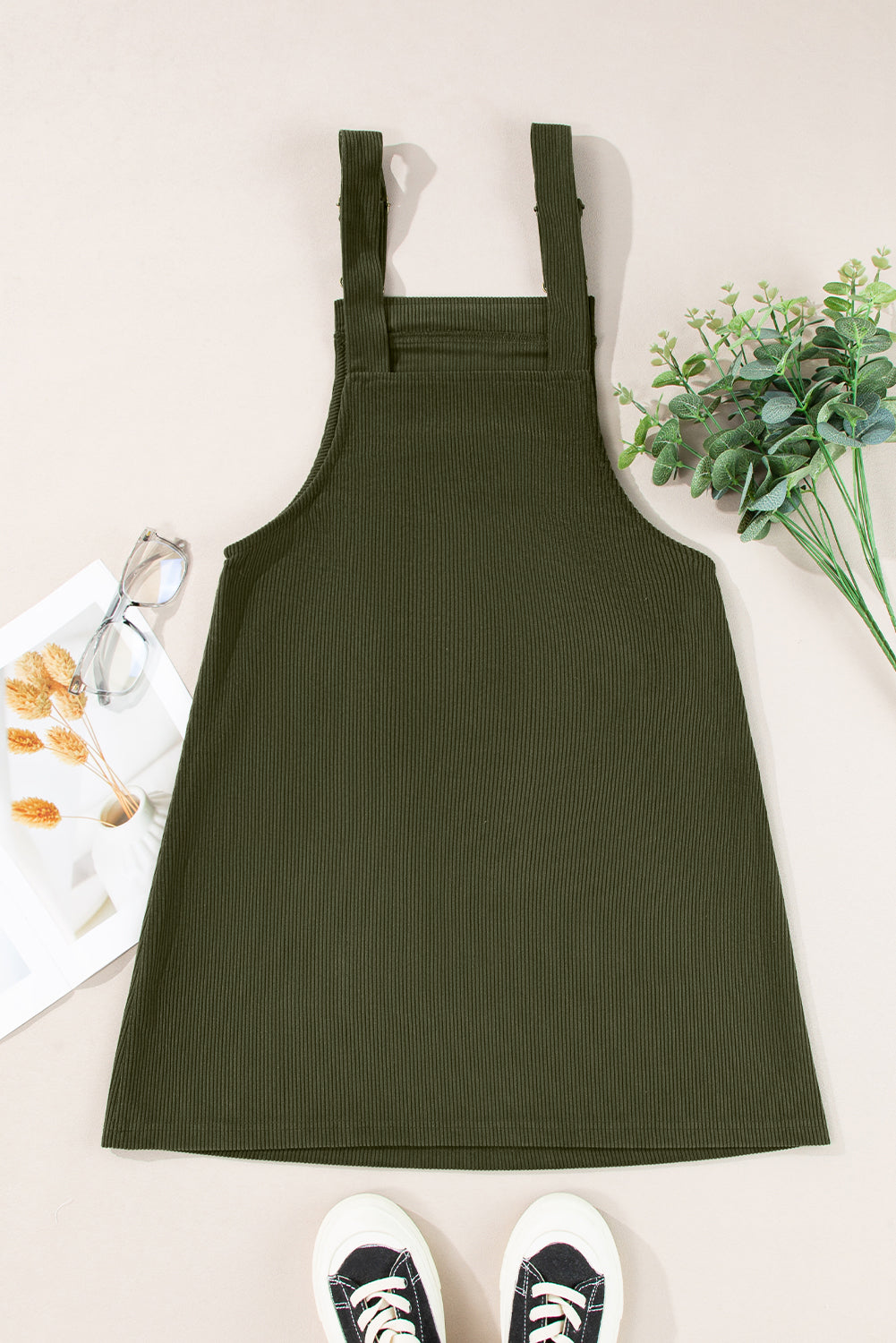 Alexis Front Pockets Corduroy Overall Dress-4