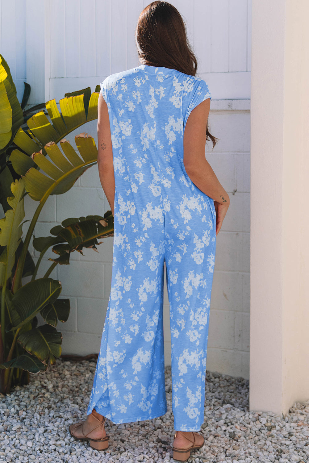 Stella Floral Half Button Wide Leg Jumpsuit-1