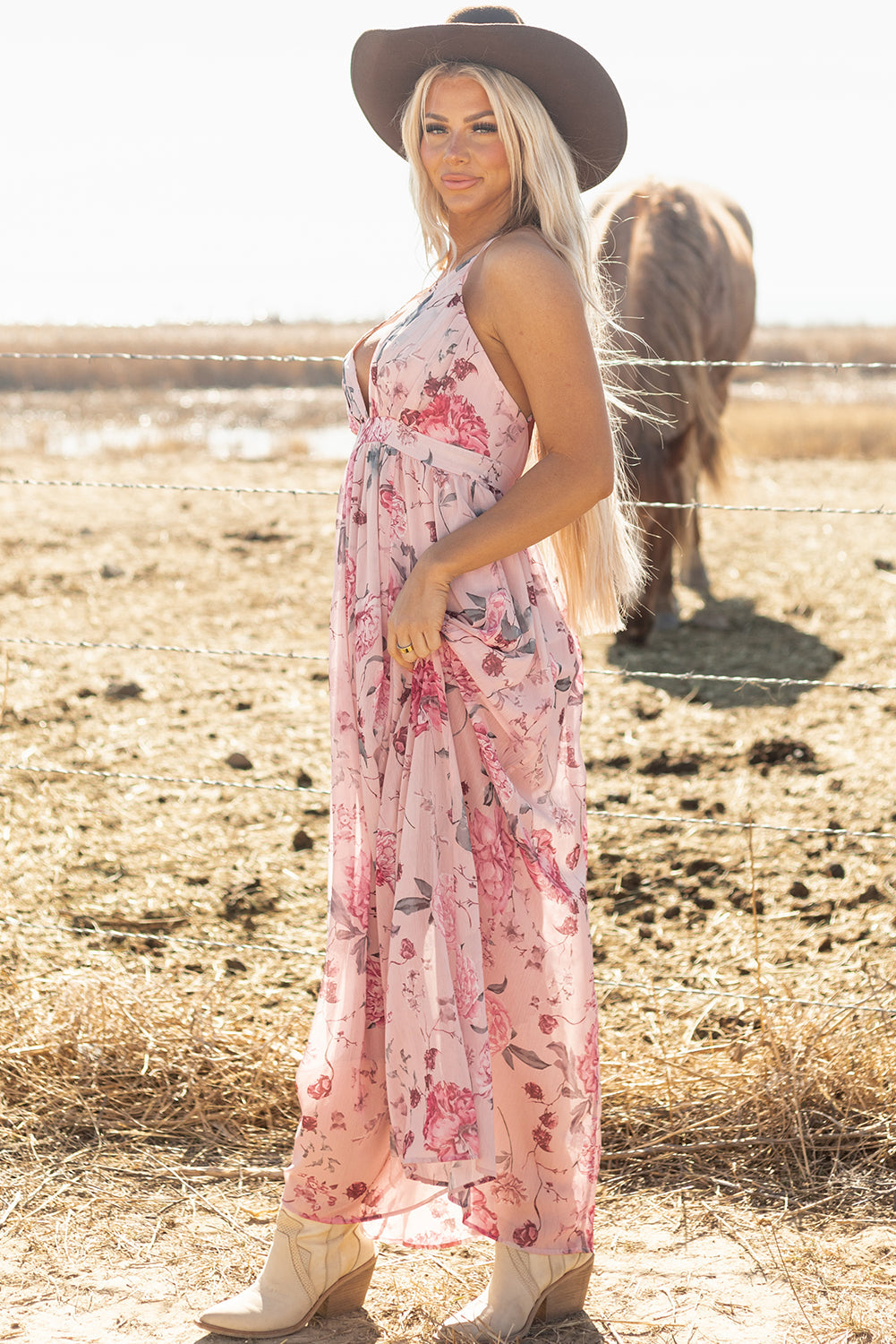 Jenesis Floral Pleated Maxi Dress-2
