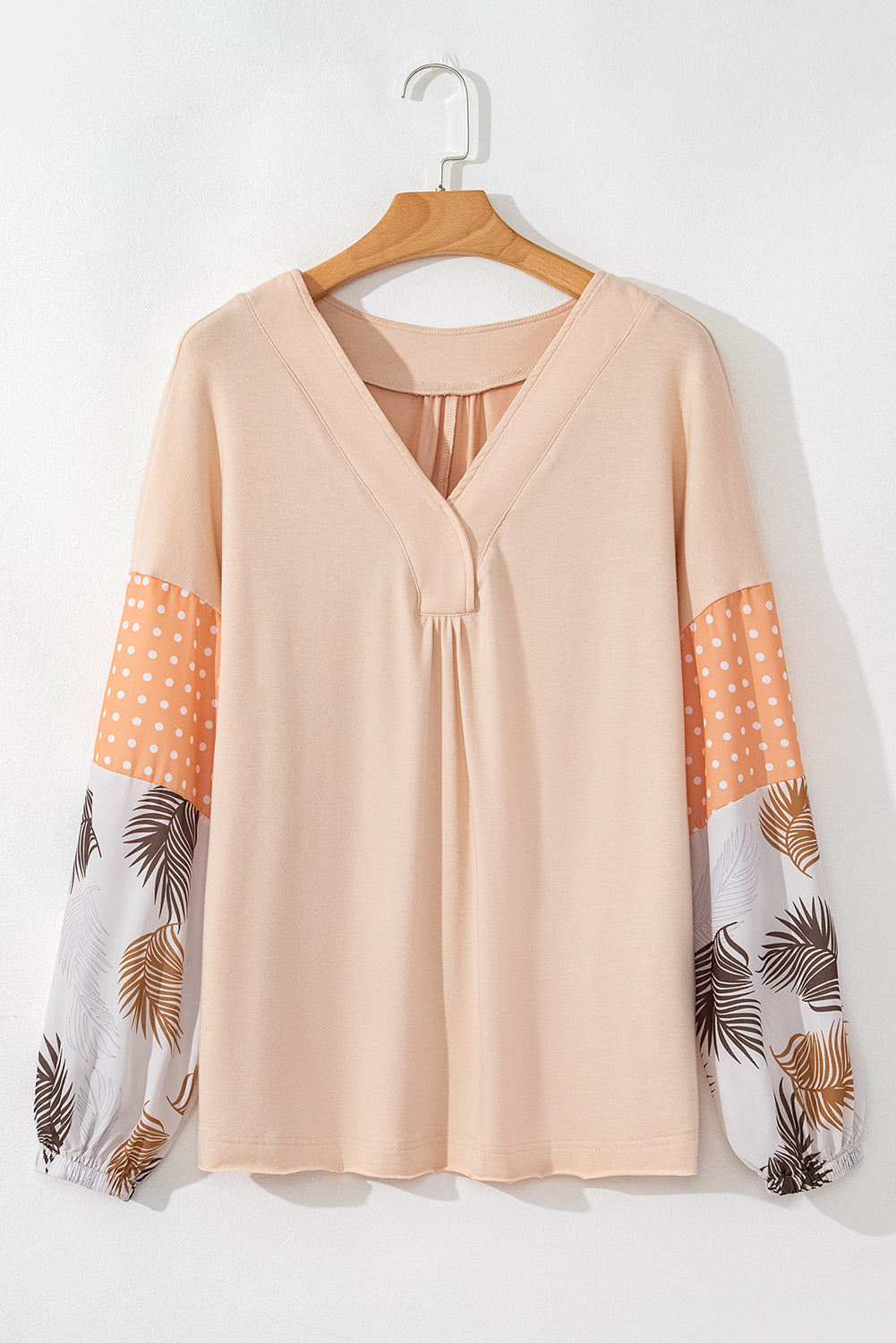 Alora Palm Leaves Polka Dot Loose Blouse-4