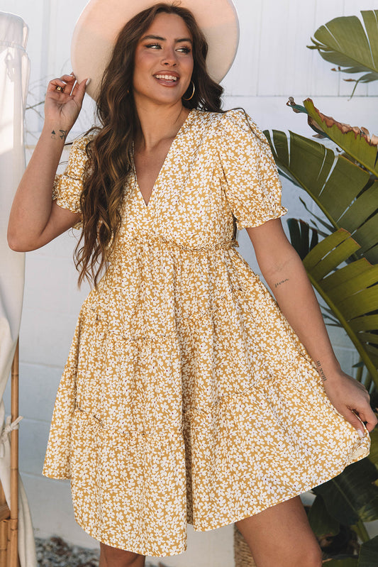 Charleigh Floral Short Sleeve Mini Dress-0