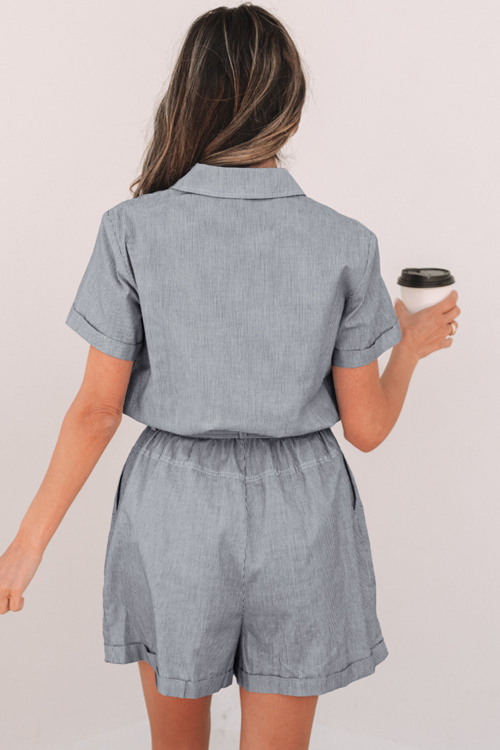 Fernanda Stripe High Waist Romper-1