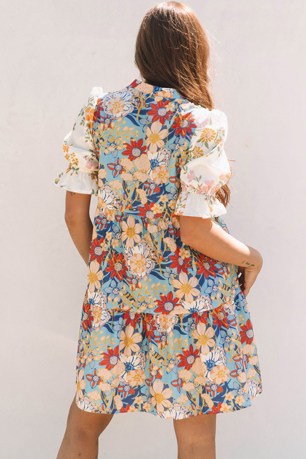 Livia Boho Floral Crochet V Neck Dress-1