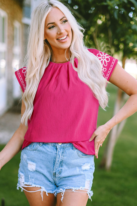 Murphy Floral Embroidered Sleeve Blouse-0