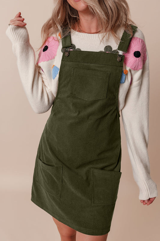Alexis Front Pockets Corduroy Overall Dress-0