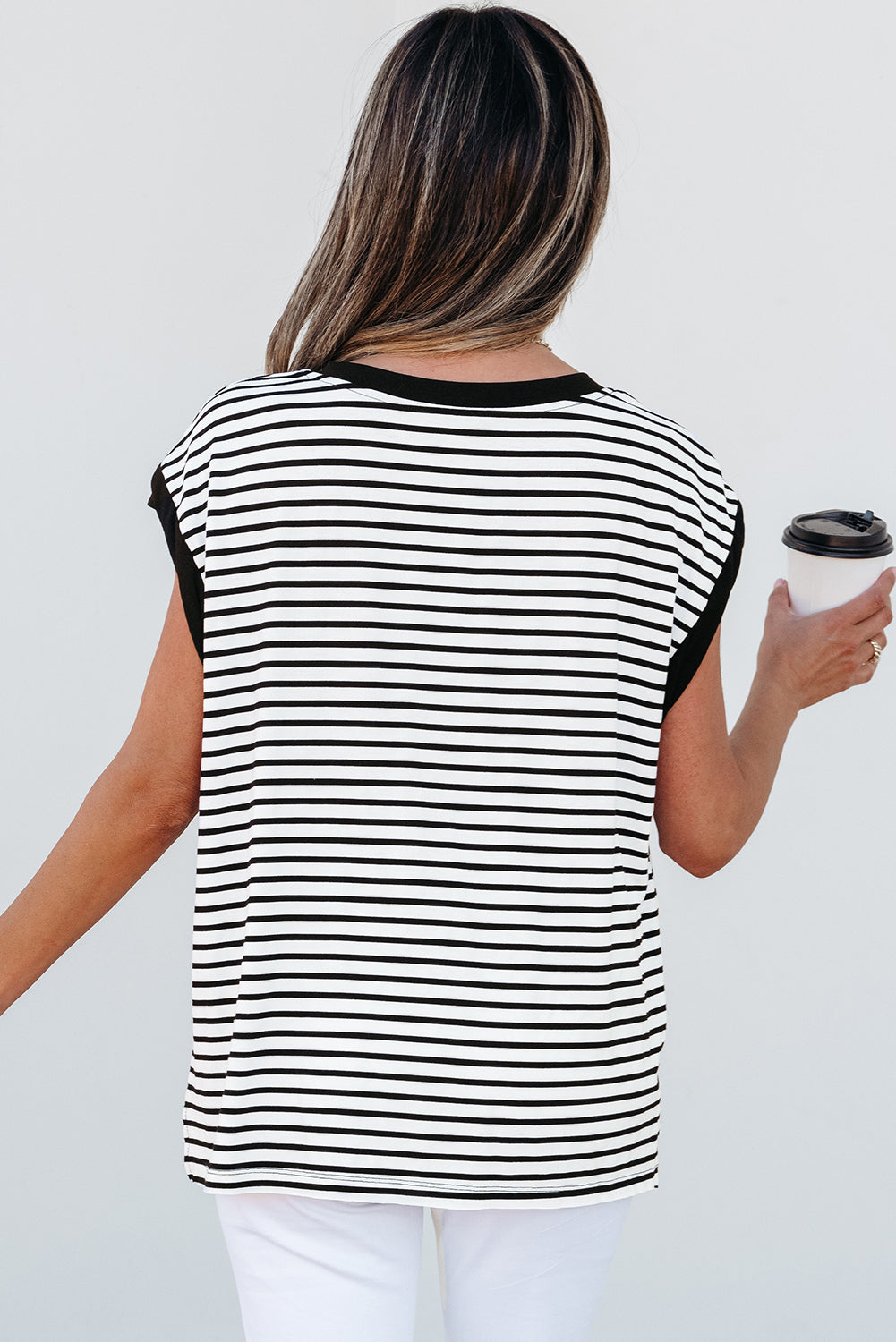 Marie Stripe Chest Pocket Tank Top-1
