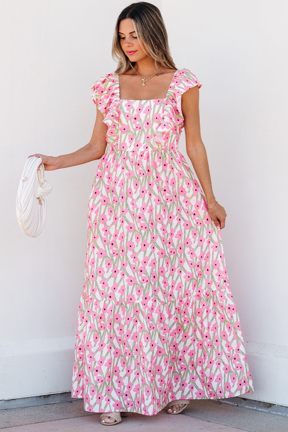 Angelica Floral Ruffled Strap Maxi Dress-2