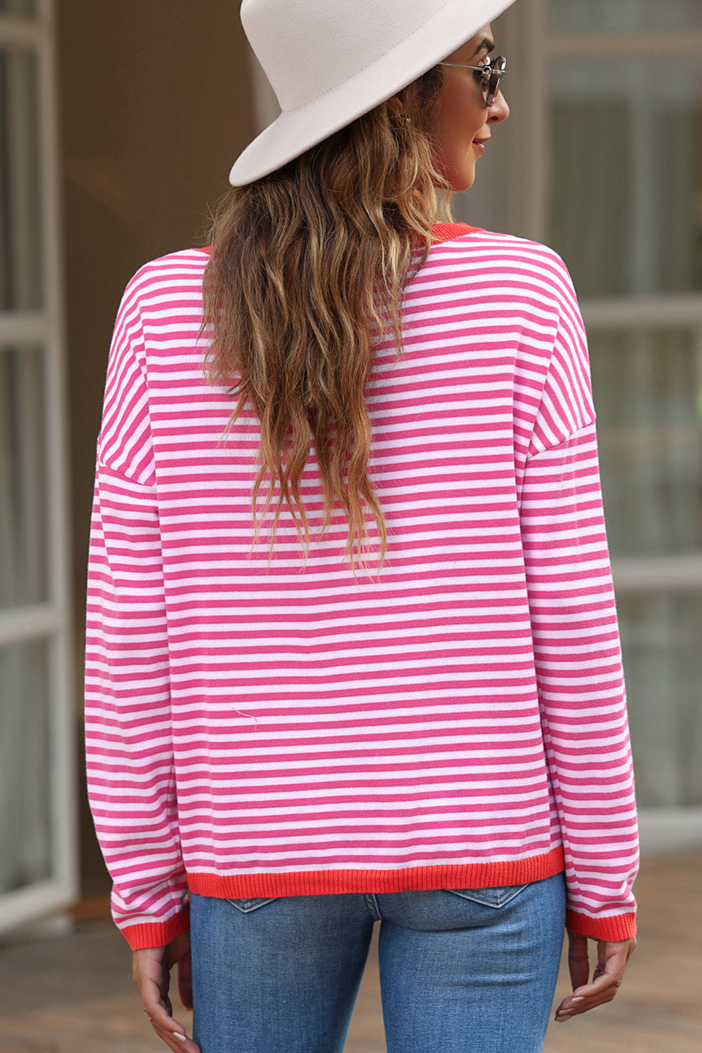 Madelynn Striped Drop Shoulder Sweater-1