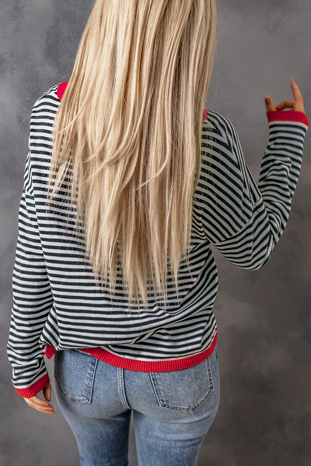 Madelynn Striped Drop Shoulder Sweater-3