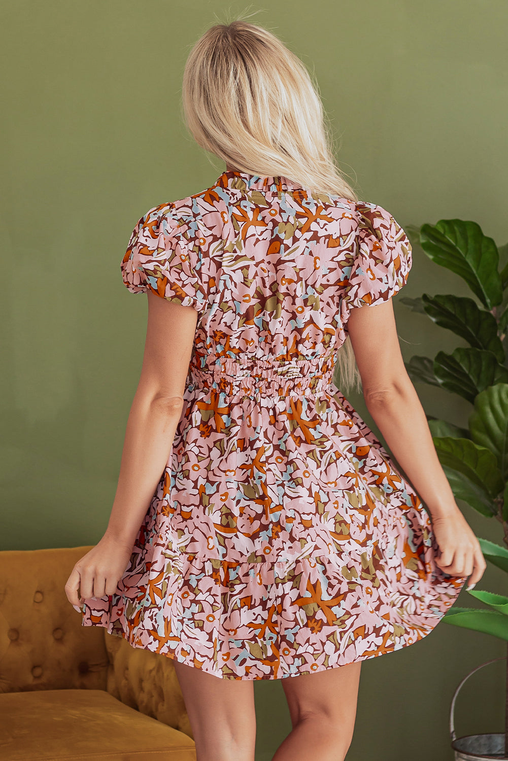 Elisa Floral High Waist Mini Dress-1