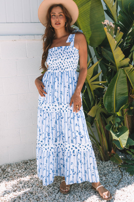 Lily Floral Smocked Tiered Maxi Dress-0
