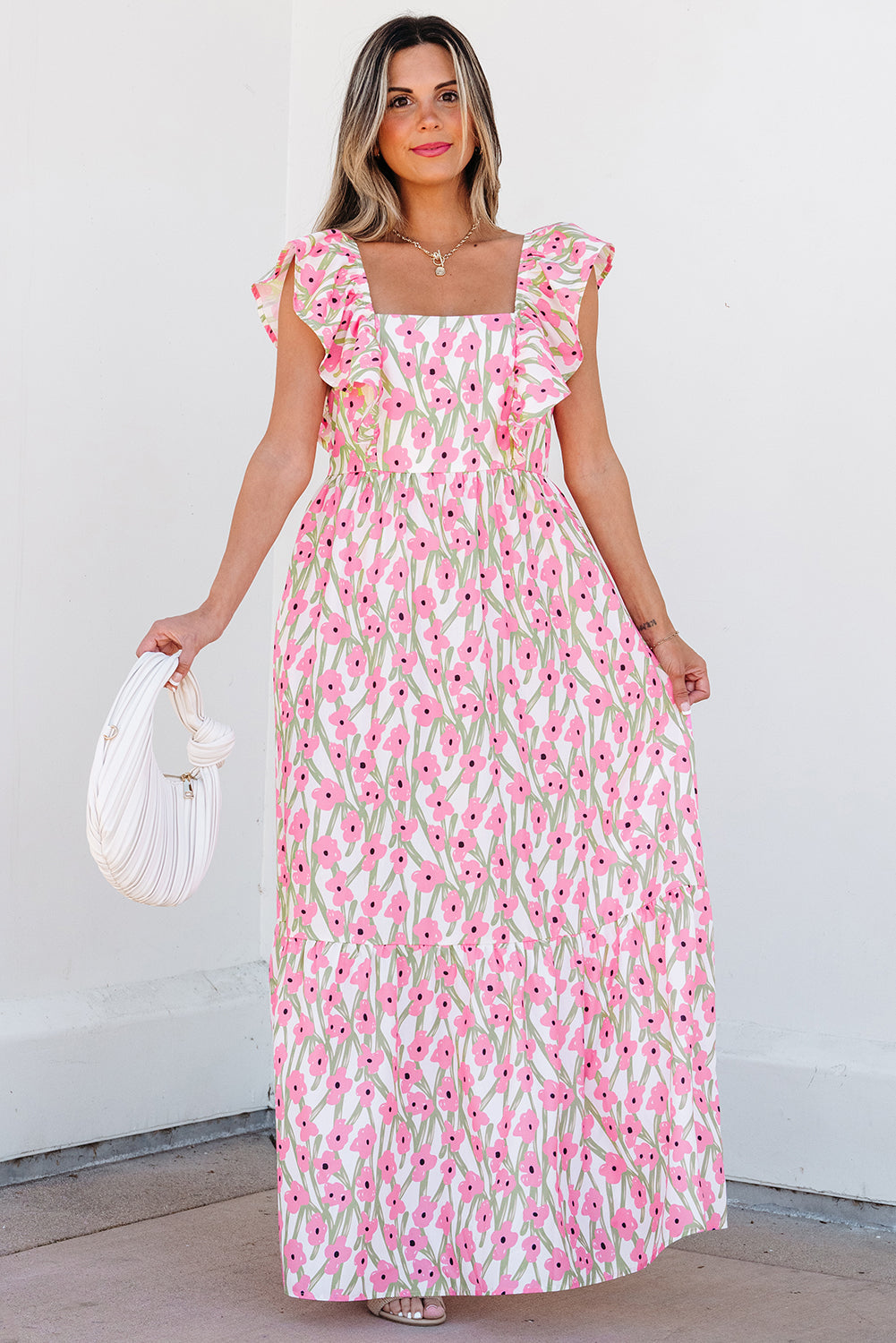 Angelica Floral Ruffled Strap Maxi Dress-4