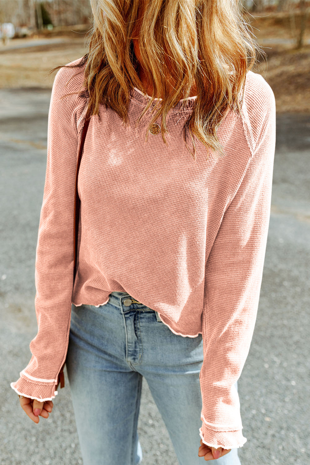 Daisy Textured Round Neck Long Sleeve Top-7