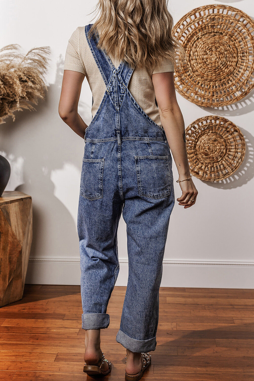 Piper Denim Straight Leg Jumpsuit with Pockets-1