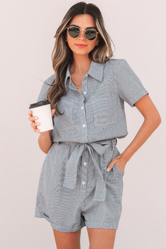 Fernanda Stripe High Waist Romper-0