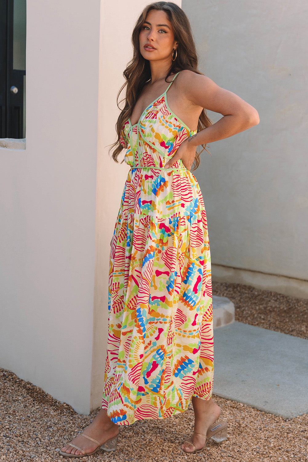 Jennifer Spaghetti Strap Piping Detail Maxi Dres-2