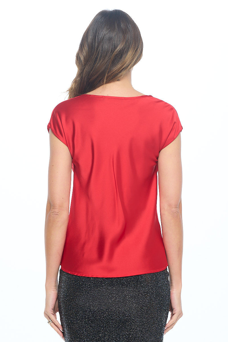 Solid Satin Top with Cowl Neck-3