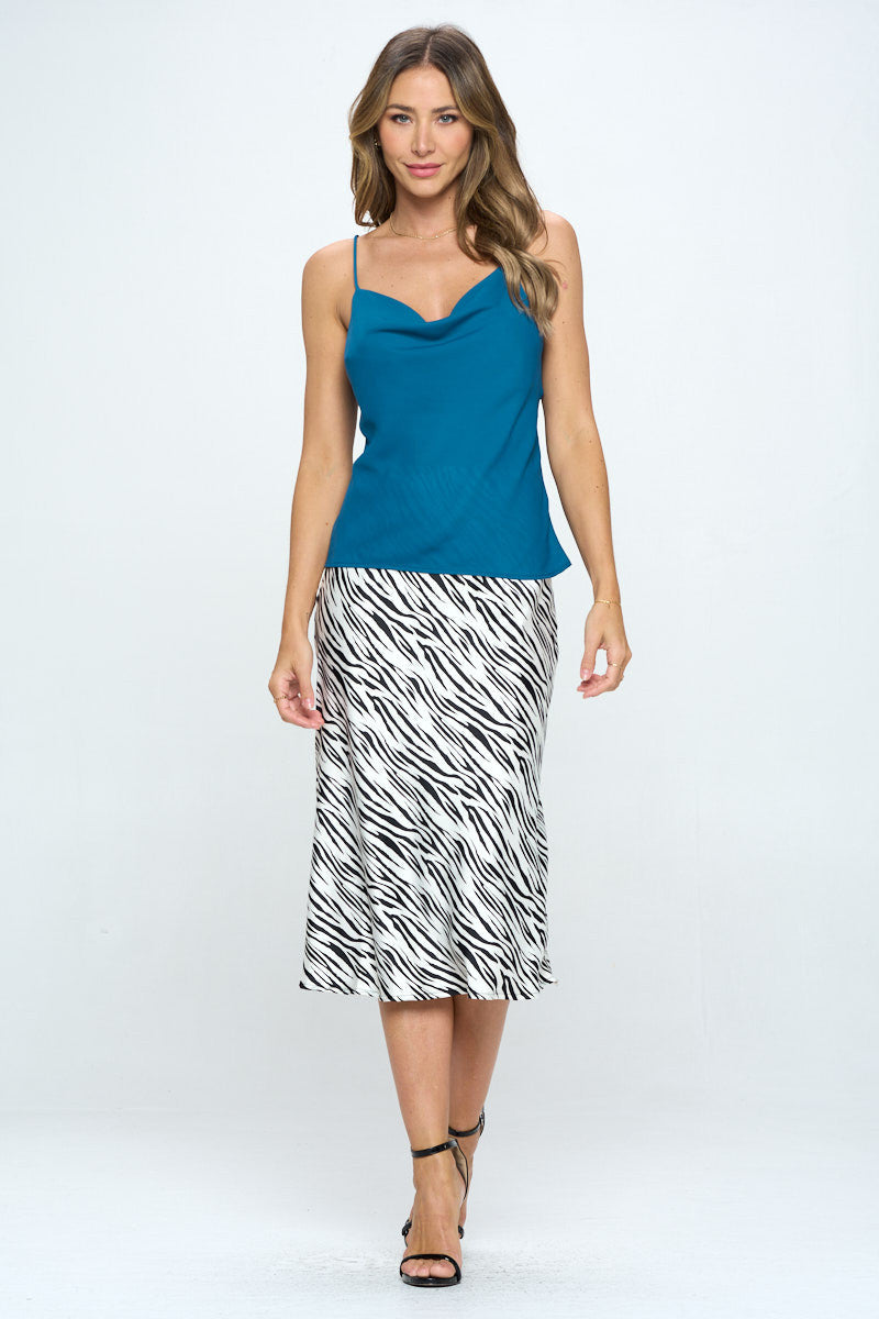 Solid Cowl Neck Sleeveless Tank Top-4