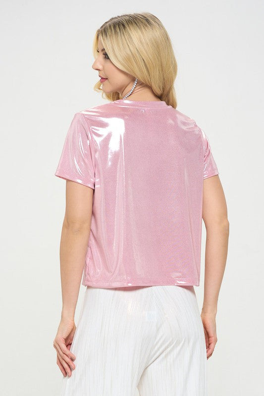 Metallic Short Sleeve Top-3