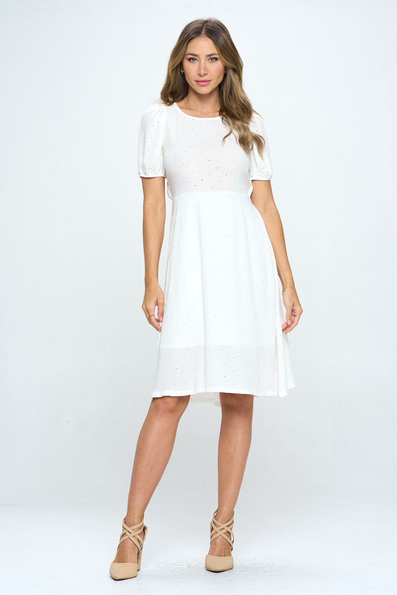 Cotton Embroidered Dress with Open Back-1