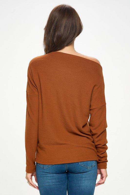 Brushed Knit Off the Shoulder Top-3